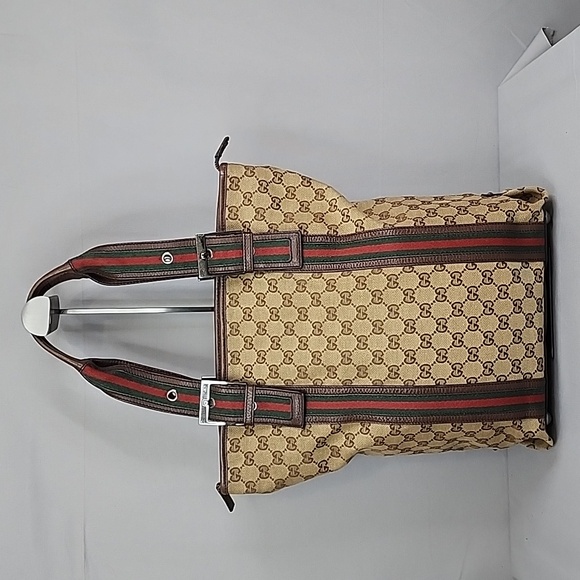 ✨️GUCCI GG Canvas Web Belted Handle Tall Tote Bag - Picture 5 of 16